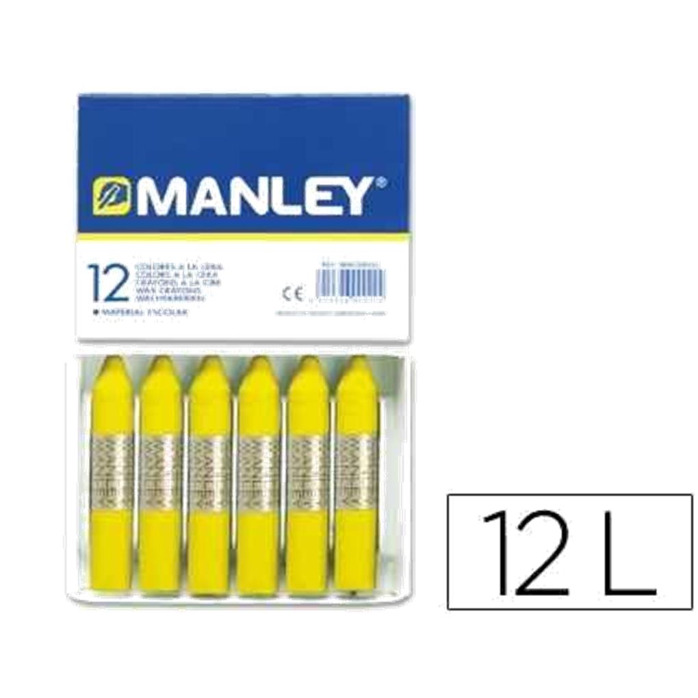CERAS MANLEY UNICOLOR 12 UDS - Nº 03 AMARILLO PERMANENTE.