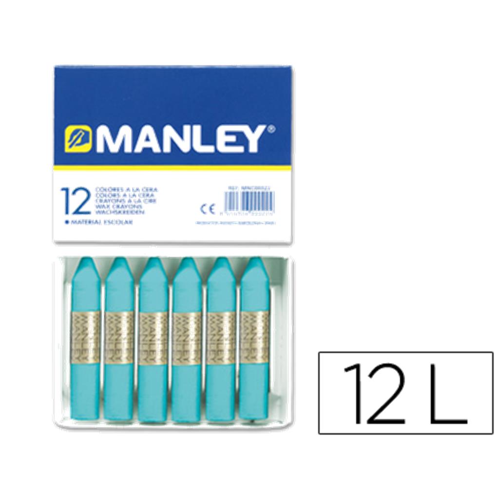 CERAS MANLEY UNICOLOR 12 UDS - Nº 16 AZUL TURQUESA