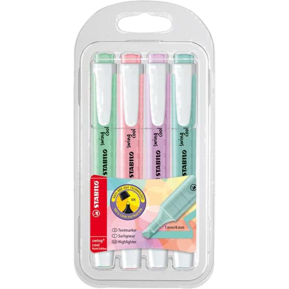 ESTUCHE STABILO SWING COOL 4 COLORES PASTEL