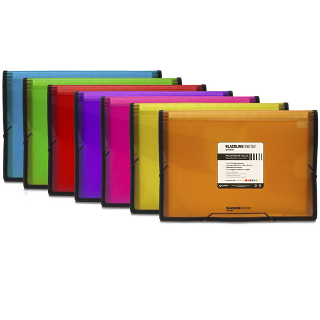 CLASIFICADOR DE 13 BOLSAS CON RIBETE TRANSLUCIDO CON GOMAS TAMAÑO FOLIO VERDE