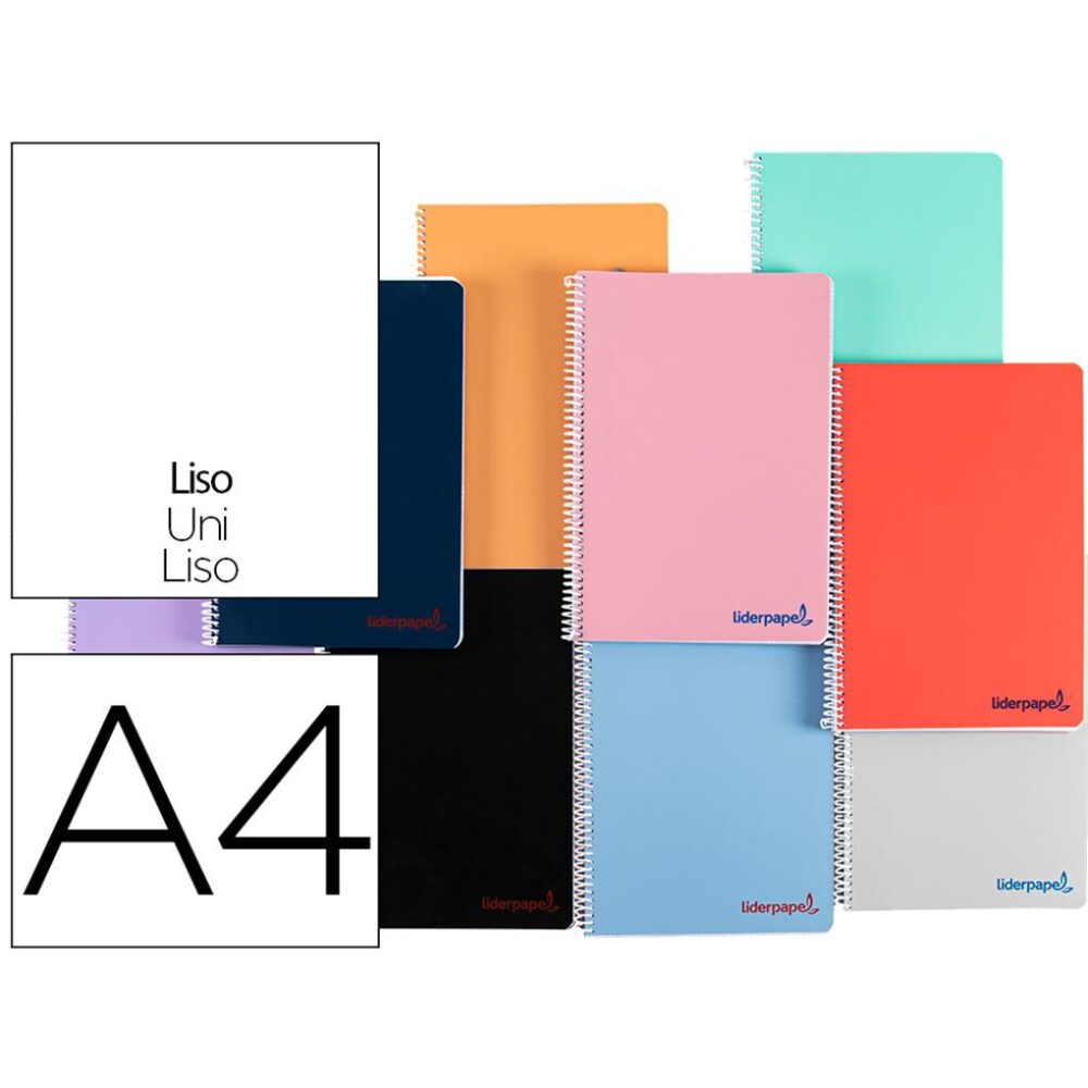 CUADERNO ESPIRAL LIDERPAPEL A4 TAPA PLASTICO 80H 90GR LISO