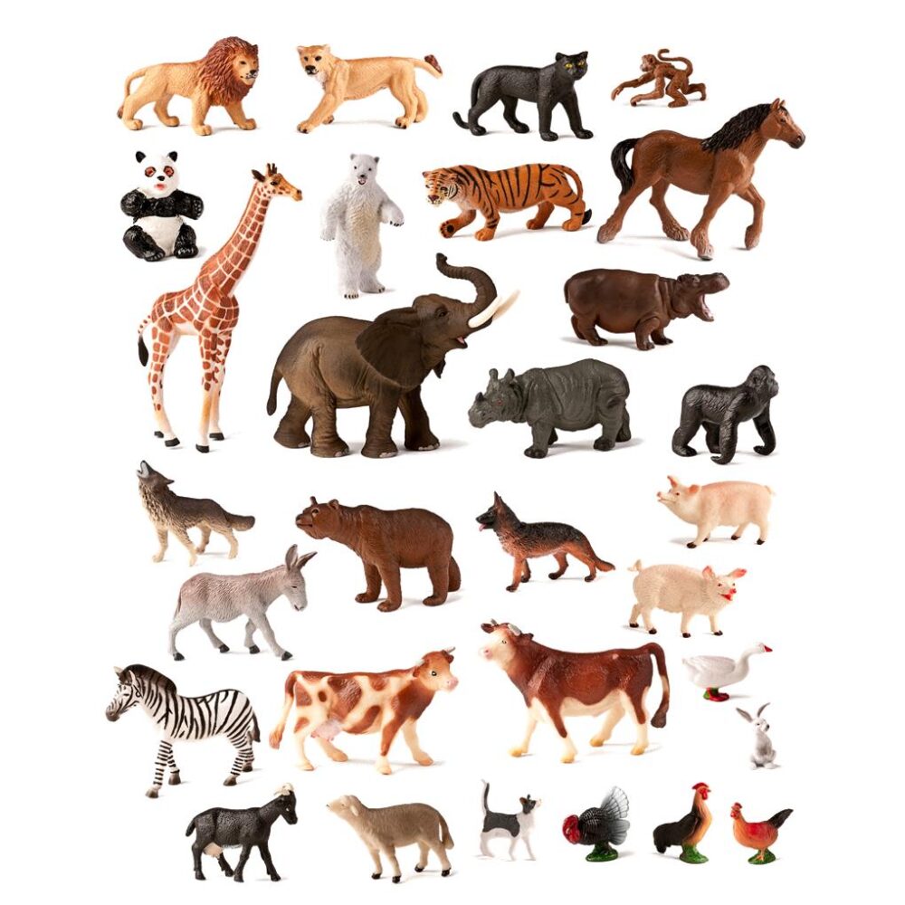ANIMALES GRANJA Y SALVAJES 30 FIGURAS  (CONTENEDOR)