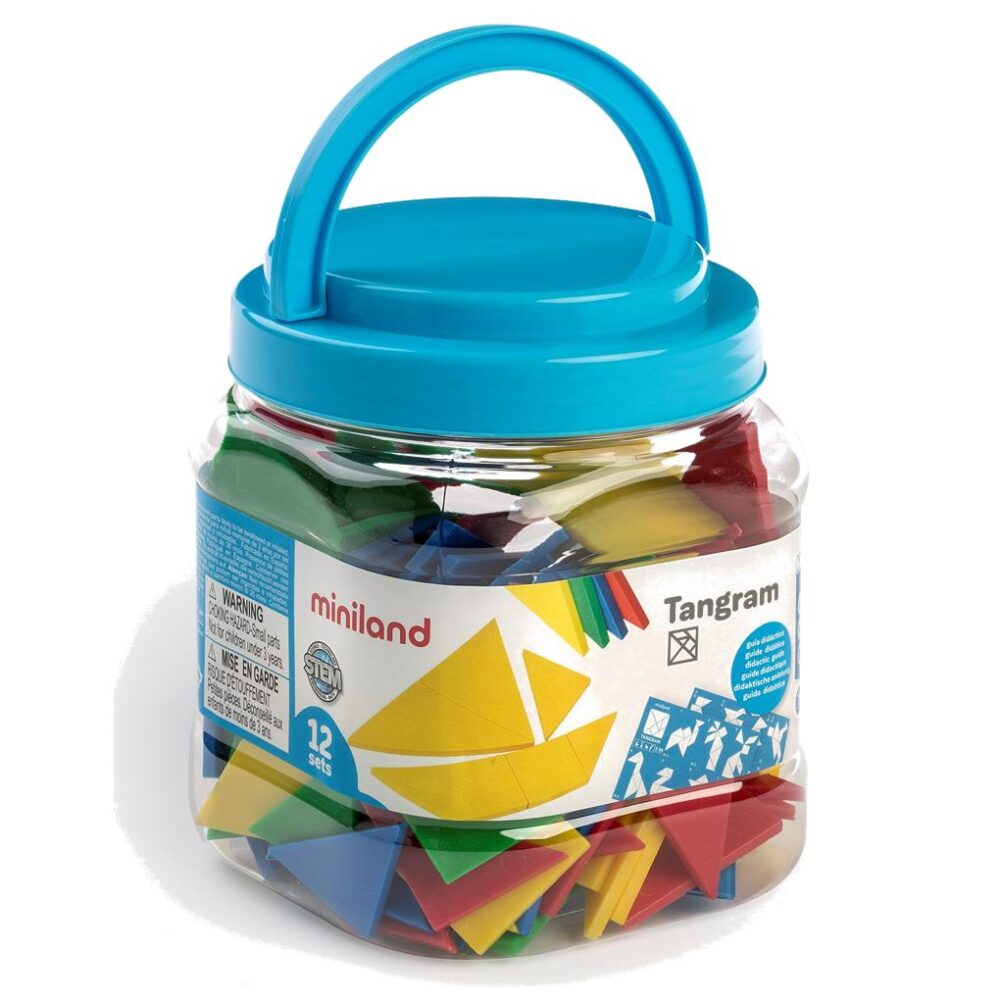 SET 12 TANGRAM  (84 PCS. - GUIA DIDACTICA - BOTE)