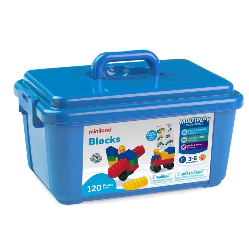 BLOCKS 120 PCS.  (1 FOLLETO EJEM.- 1 GUIA DIDACT. - 9 CM.-CONTENEDOR)