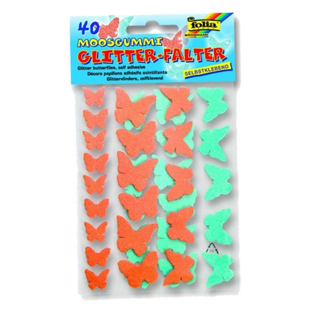 PEGATINAS FOLIA GLITTER 40 UD MARIPOSAS