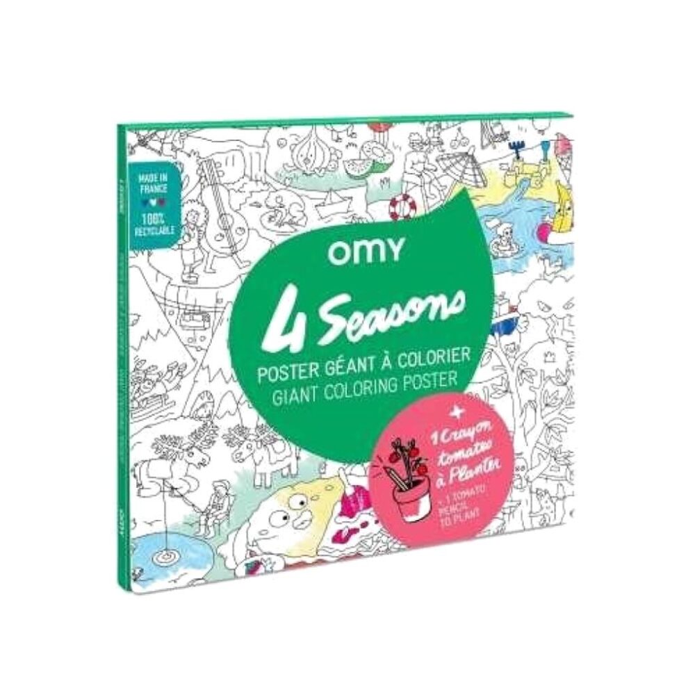 POSTER XL OMY 4 ESTACIONES PARA COLOREAR + PINTURAS