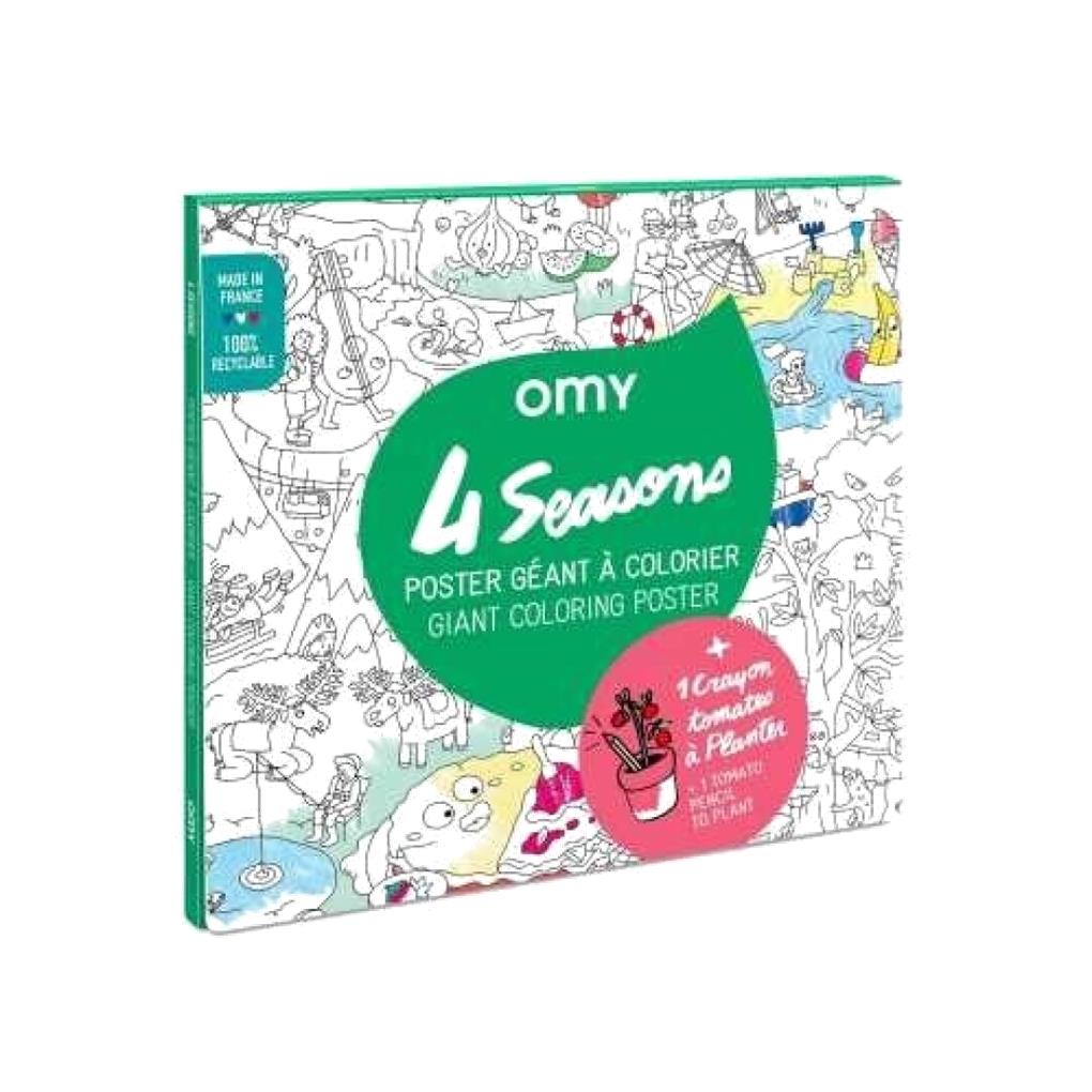 POSTER XL OMY 4 ESTACIONES PARA COLOREAR + PINTURAS