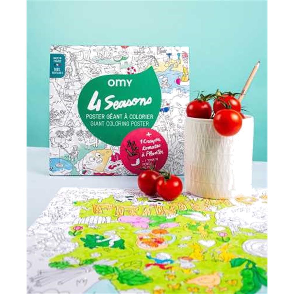 POSTER XL OMY 4 ESTACIONES PARA COLOREAR + PINTURAS - Imagen 2