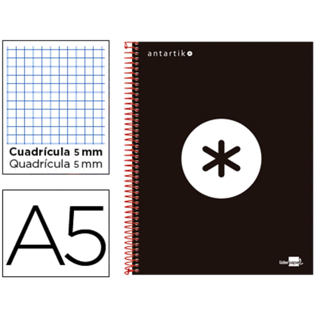 CUADERNO ESPIRAL LIDERPAPEL A5 MICRO ANTARTIK TAPA FORRADA 120H 100 GR CUADRO5MM