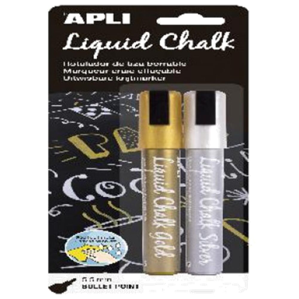 ROTULADOR TIZA LIQUIDA ORO/PLATA APLI