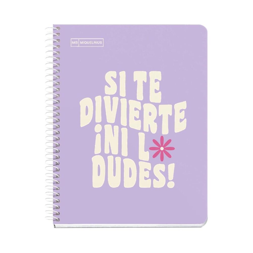 CUADERNO TAPA DURA A5 CUADRICULA 100 HOJAS MENSAJE LAVANDA