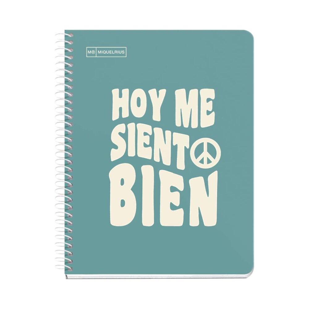 CUADERNO TAPA DURA A5 CUADRICULA 100 HOJAS MENSAJE TURQUESA