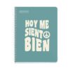 CUADERNO TAPA DURA A5 CUADRICULA 100 HOJAS MENSAJE TURQUESA