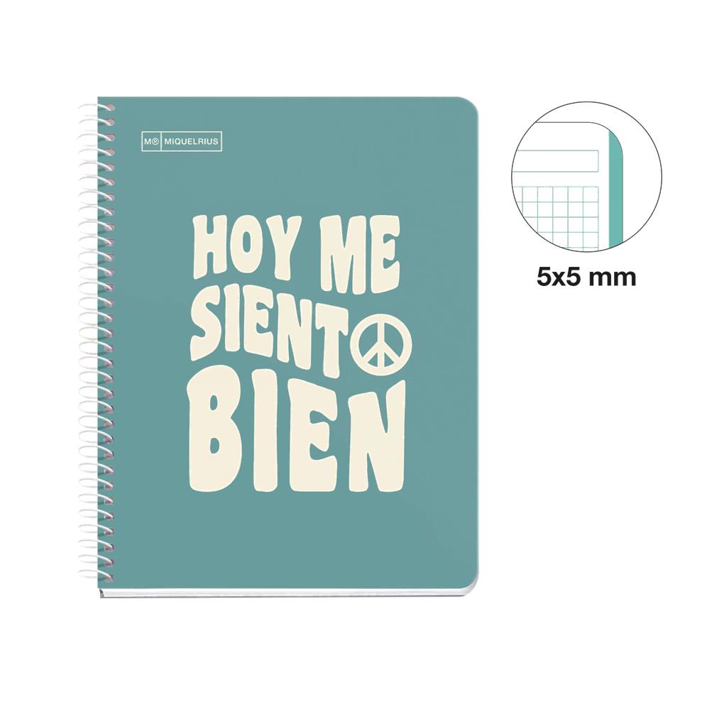 CUADERNO TAPA DURA A5 CUADRICULA 100 HOJAS MENSAJE TURQUESA - Imagen 3