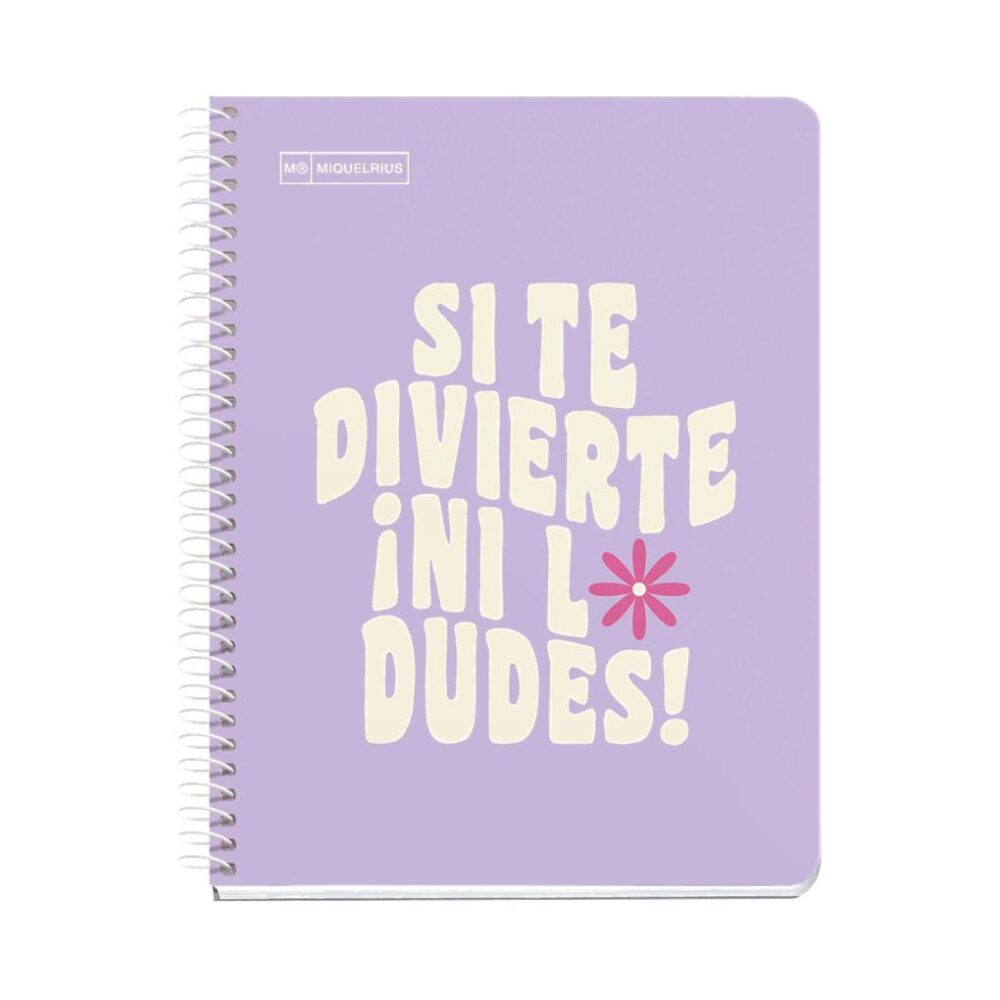 CUADERNO TAPA DURA A5 RAYADO HORIZONTAL 100 HOJAS MENSAJE LAVANDA