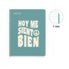 CUADERNO TAPA DURA A5 RAYADO HORIZONTAL 100 HOJAS MENSAJE TURQUESA - Imagen 2