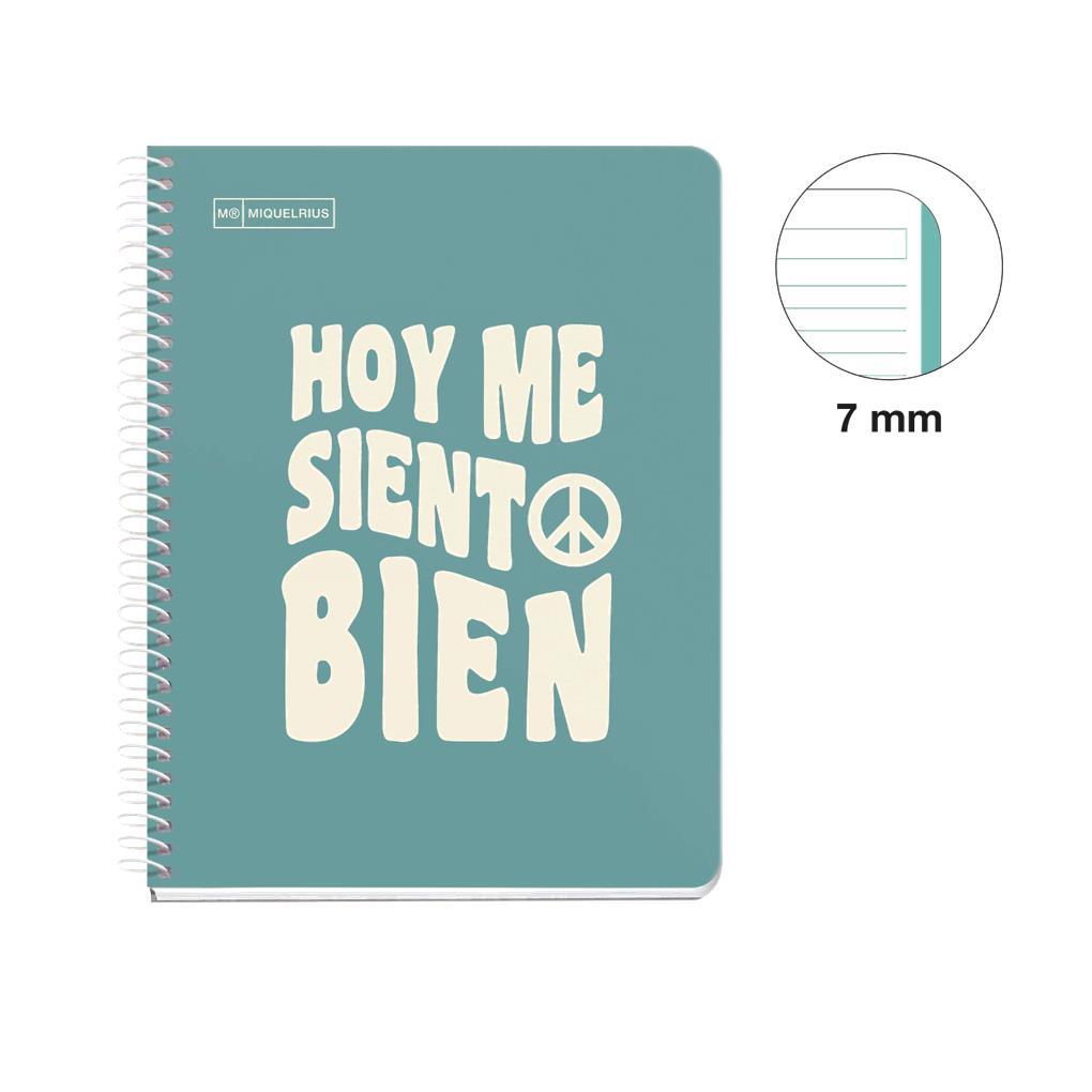 CUADERNO TAPA DURA A5 RAYADO HORIZONTAL 100 HOJAS MENSAJE TURQUESA - Imagen 2