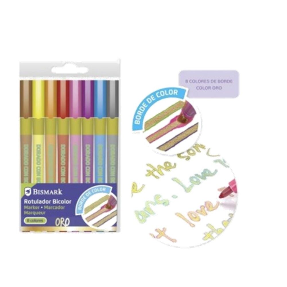 ROTULADOR BICOLOR ORO + NEON - PASTEL 8 COLORES SURTIDOS