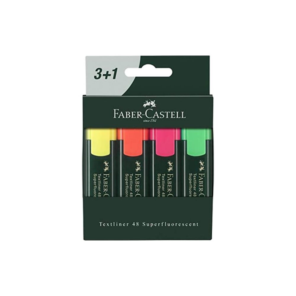 ROTULADOR FLUORESCENTE FABER-CASTELL TEXTLINER PACK 4 UDS
