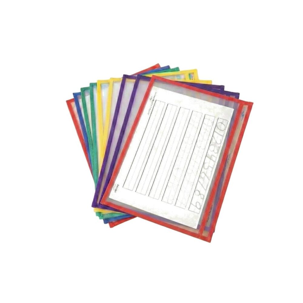 PACK 10 FUNDAS PIZARRA TRANSPARENTES 327X250 MM 5 COLORES SURTIDOS
