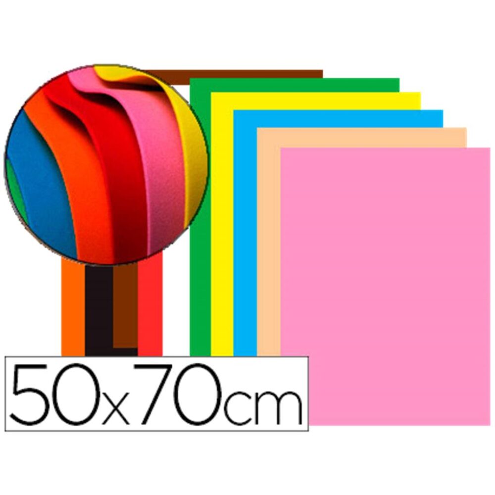 PLACA EVA 50X70 CMS 60G/M2ESPESOR 1,5MM COLORES SURTIDOS
