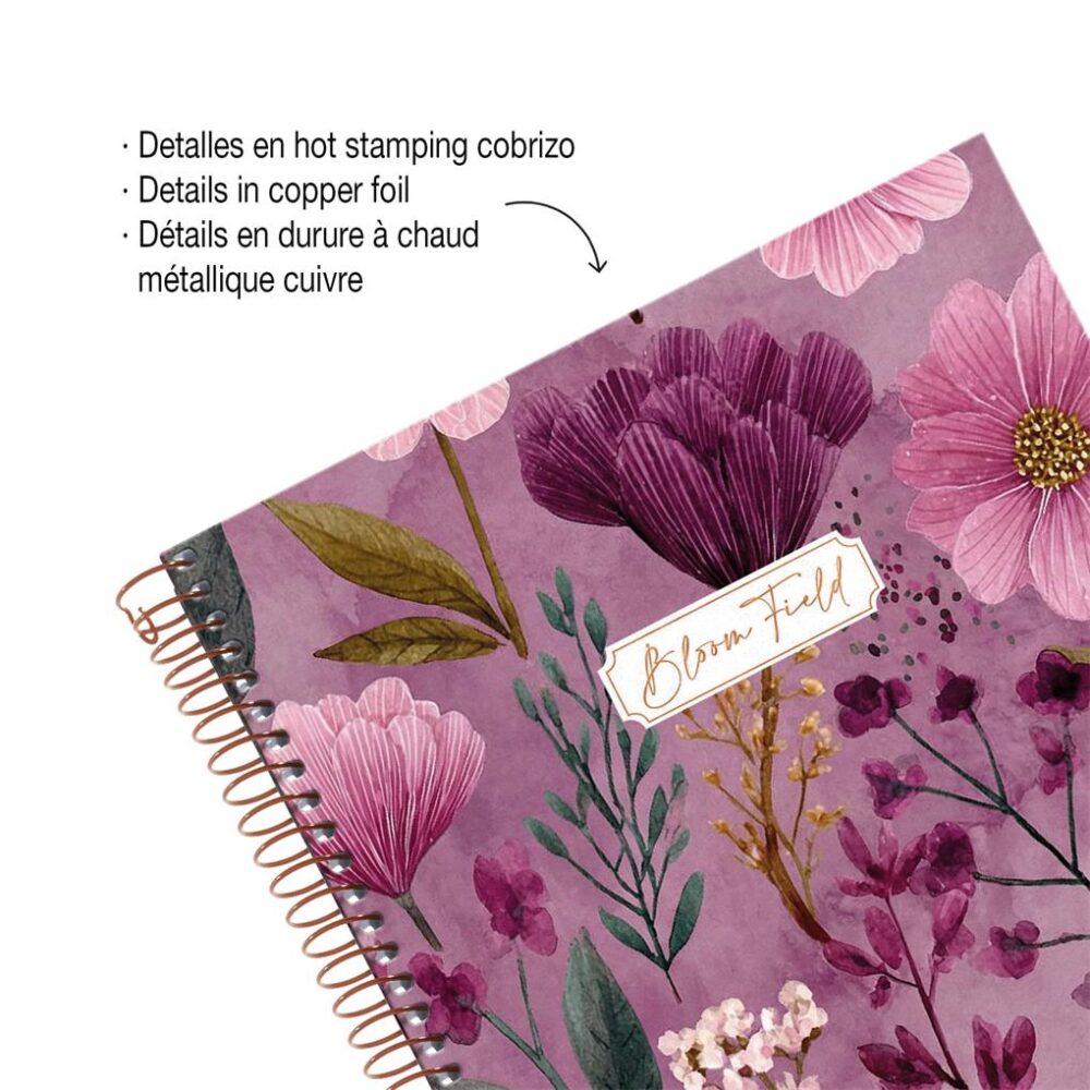 Alternative view of CUADERNO A5 100 HOJAS CUADRICULA ROSA BLOOM FIELD