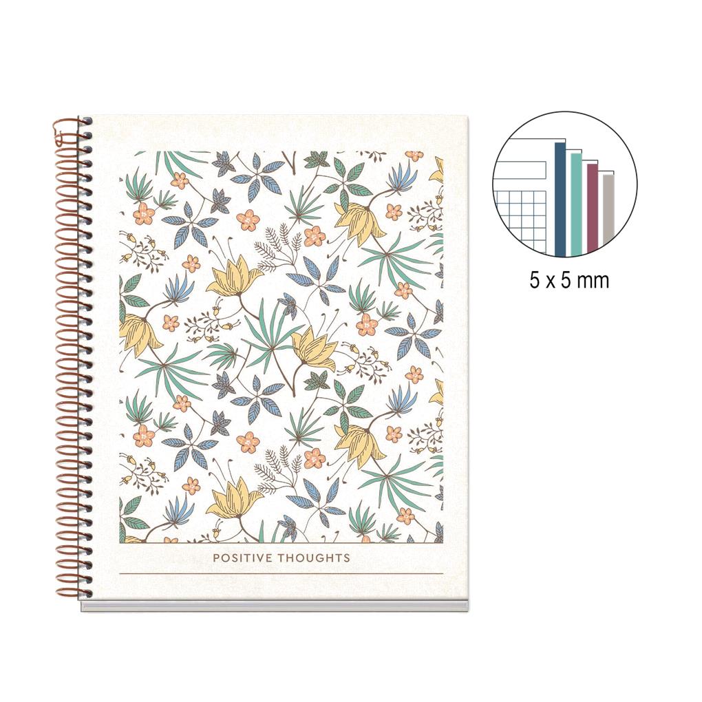 CUADERNO A5 100 HOJAS CUADRICULA CREAM FLORAL GARDEN - Imagen 3