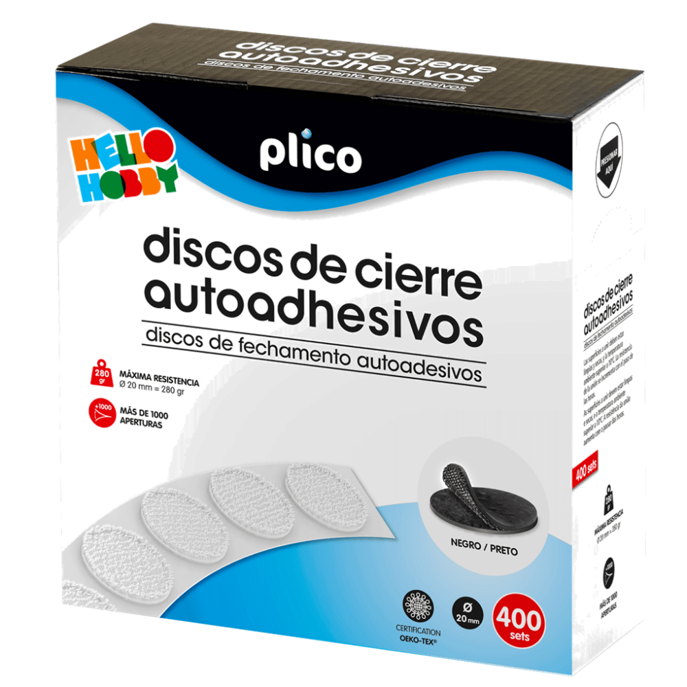 DISCOS DE VELCRO PARA CIERRE AUTO ADHESIVO  20 MM/400 UD - NEGRO